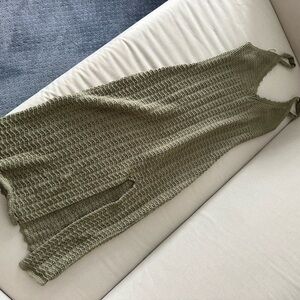 Wilfred Olive Green Open-Knit Off-Shoulder Sweater Dress